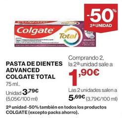 Oferta de Colgate - Pasta De Dientes Advanced Total por 3,79€ en Hipercor