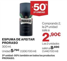 Oferta de Proraso - Espuma De Afeitar por 5,79€ en Hipercor