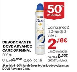 Oferta de Dove - Desodorante Advance Care Original por 4,35€ en Hipercor