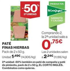 Oferta de Paté Finas Hierbas por 1,49€ en Hipercor