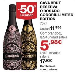 Oferta de Codorniu - Cava Brut Reserva por 11,95€ en Hipercor