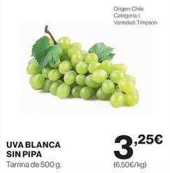 Oferta de Uva Blanca Sin Pipa por 3,25€ en Hipercor