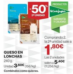 Oferta de Queso En Lonchas por 3,6€ en Hipercor