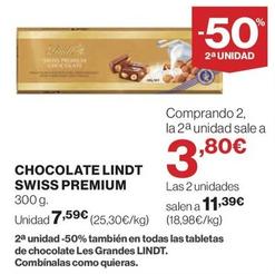 Oferta de Lindt - Chocolate Swiss Premium por 7,59€ en Hipercor