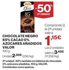 Oferta de Valor - Chocolate Negro 85% por 2,3€ en Hipercor