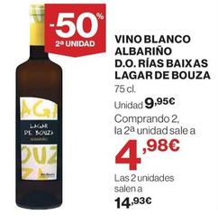 Oferta de  Lagar De Bouza - Vino Blanco Albariño D.O. Rías Baixas por 9,95€ en Hipercor