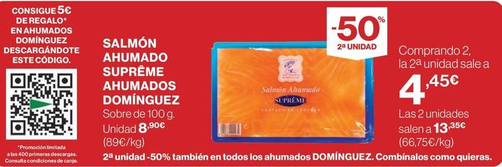Oferta de Ahumados Domínguez - Salmón Ahumado Suprême por 8,9€ en Hipercor