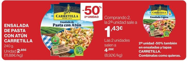 Oferta de Carretilla - Ensalada De Pasta Con Atún por 2,85€ en Hipercor