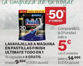 Oferta de Finish - Lavavajillas A Máquina En Pastillas Ultimate Todo En 1 por 9,99€ en Hipercor