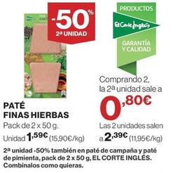 Oferta de Paté Finas Hierbas por 1,59€ en Hipercor