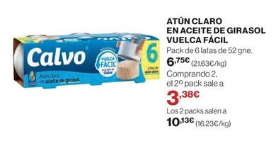 Oferta de Calvo - Atún Claro En Aceite De Girasol Vuelca Facil por 6,75€ en Hipercor