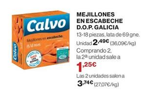 Oferta de Calvo - Mejillones En Escabeche D.O.P. Galicia por 2,49€ en Hipercor