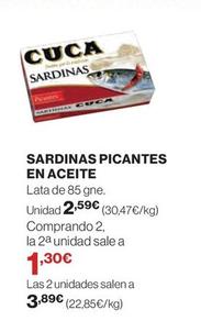 Oferta de Cuca - Sardinas Picantes En Aceite por 2,59€ en Hipercor