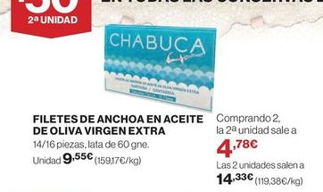 Oferta de Chabuca - Filetes De Anchoa En Aceite De Oliva Virgen Extra por 9,55€ en Hipercor