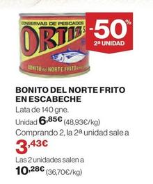 Oferta de Ortiz - Bonito Del Norte Frito En Escabeche por 6,85€ en Hipercor