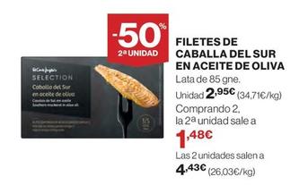 Oferta de Filetes De Caballa Del Sur En Aceite De Oliva por 2,95€ en Hipercor