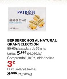 Oferta de Patrón - Berberechos Al Natural Gran Seleccion por 5,99€ en Hipercor