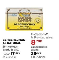 Oferta de Lafuente - Berberechos Al Natural por 17,4€ en Hipercor