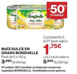 Oferta de Bonduelle - Maíz Dulce En Grano por 3,49€ en Supercor
