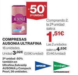 Oferta de Ausonia - Compresas Ultrafina por 3,02€ en Supercor