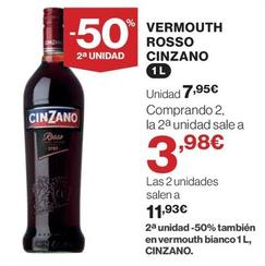 Oferta de Cinzano - Vermouth Rosso por 7,95€ en Supercor