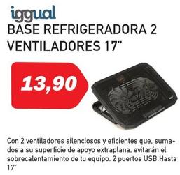 Oferta de Iggual  - Base Refrigeradora 2 Ventiladores 17 por 13,9€ en Microsshop