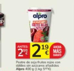 Oferta de Alpro - Postra De Soja Frutos Rojos Con Datiles Sin Azucares Anadidos por 2,19€ en Consum