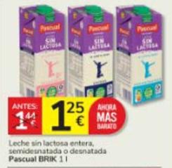 Oferta de Pascual - Leche Sin Lactosa Entera por 1,25€ en Consum