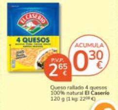 Oferta de El Caserío - Queso Rallado 4 Quesos 100% Natural por 2,65€ en Consum