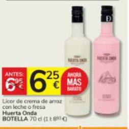 Oferta de Huerta Onda - Licor De Crema De Arroz Con Leche / Fresa por 6,25€ en Consum