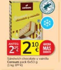 Oferta de Consum - Sandwich Chocolate Y Vainilla por 2,1€ en Consum