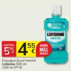 Oferta de Listerine - Enjuague Bucal Mentol por 4,55€ en Consum
