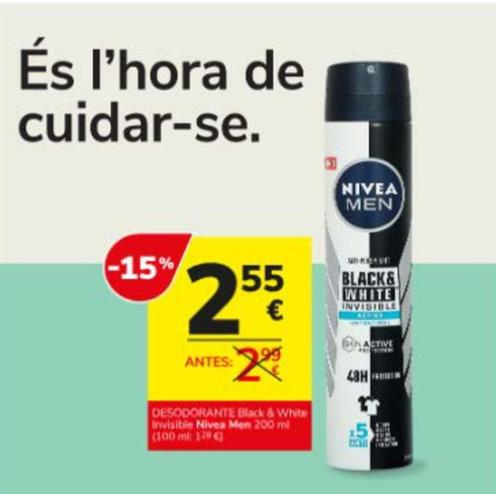 Oferta de Nivea - Desodorante BLACK&WHITE por 2,55€ en Consum
