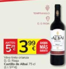 Oferta de Castillo De Albai - Vino Tinto Crianza D. O. Rioja por 3,99€ en Consum