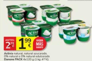 Oferta de Danone - Activia Natural / Natural Azucarado / 0% Natural / 0% Natural Edulcorado por 1,99€ en Consum