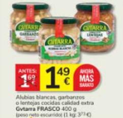 Oferta de Gvtarra - Alubias Blancas / Garbanzos / Lentejas Cocidas Calidad Extra por 1,49€ en Consum