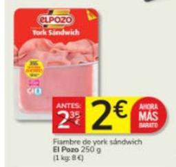 Oferta de Elpozo - Fiambre De York Sandwich por 2€ en Consum