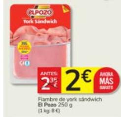 Oferta de Elpozo - Fiambre De York Sandwich por 2€ en Consum