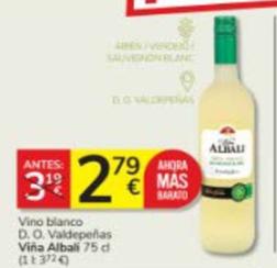Oferta de Viña Albali - Vino Blanco D.o. Valdepeñas por 2,79€ en Consum