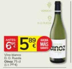 Oferta de Oinoz Vino Blanco D. O. Rueda por 5,89€ en Consum
