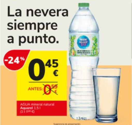 Oferta de Aquarel - Agua Mineral Natural por 0,45€ en Consum