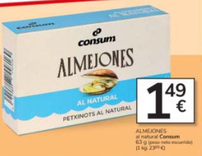 Oferta de Consum - Almejones Al Natural por 1,49€ en Consum