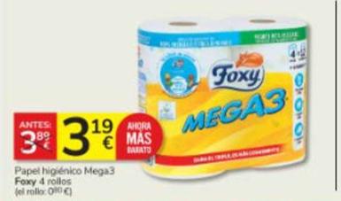 Oferta de Foxy - Papel Higienico Mega3 por 3,19€ en Consum