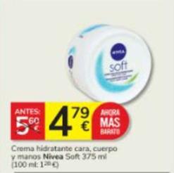 Oferta de Nivea - Crema Hidratante Cara, Cuerpo Y Manos Soft por 4,79€ en Consum