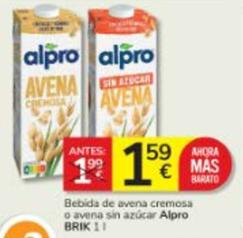 Oferta de Alpro - Bebida De Avena Cremosa / Avena Sin Azúcar por 1,59€ en Consum