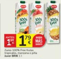 Oferta de Juver - Zumo 100% Free Frutas Tropicales / Manzana / Piña por 1,79€ en Consum