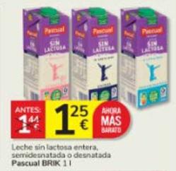 Oferta de Pascual - Leche Sin Lactosa Entera / Semidesnatada / Desnatada por 1,25€ en Consum