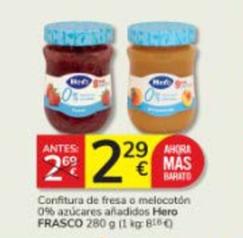 Oferta de Hero - Confitura De Fresa / Melocotón 0% Azúcares Añadidos por 2,29€ en Consum