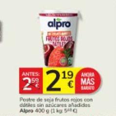 Oferta de Alpro - Postre De Soja Frutos Rojos Con Dátiles Sin Azúcares Añadidos por 2,19€ en Consum