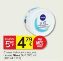 Oferta de Nivea - Crema Hidratant Cara, Cos I Mans por 4,79€ en Consum